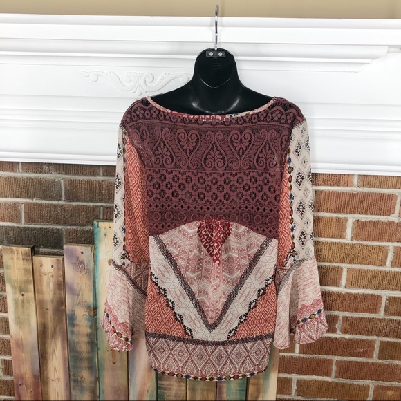 Boho Peasant Top with Flounce Sleeves - Picture 5 of 11